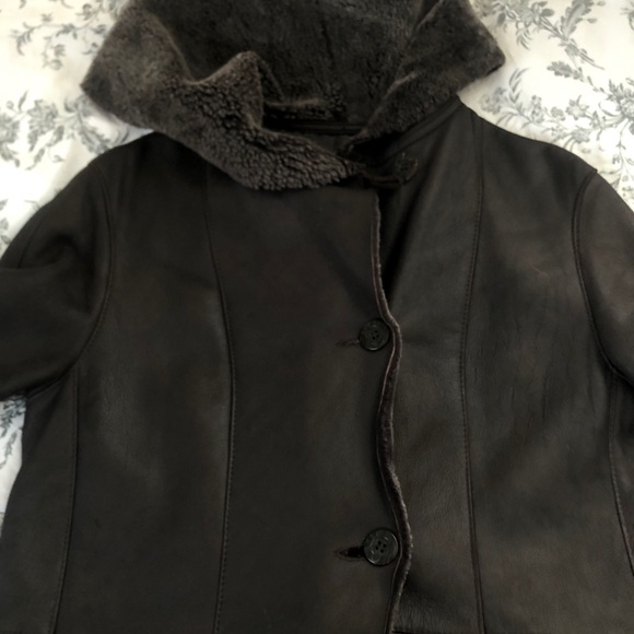 Jekel Shearling Coat Brown Saks Fifth Ave Made in France lightweight 12 - Picture 2 of 15